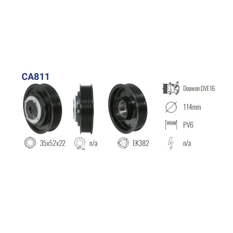 CA811 CLUTCH ASSEMBLY DVE16 6pk for HYUNDAI I40 97701-3Z500 / P30013-3500