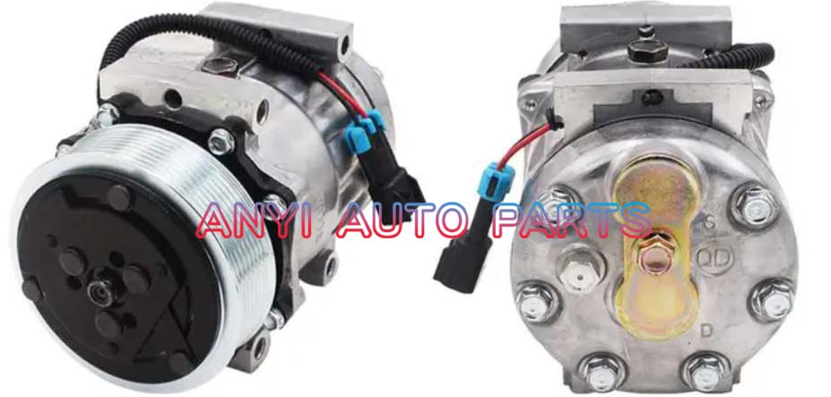 SD074 Compressor Type: 7H15 Pulley DIA: 123mm Number of groove: 8PK Foot Position: 4 Through Holes Interface: Volt: 24V