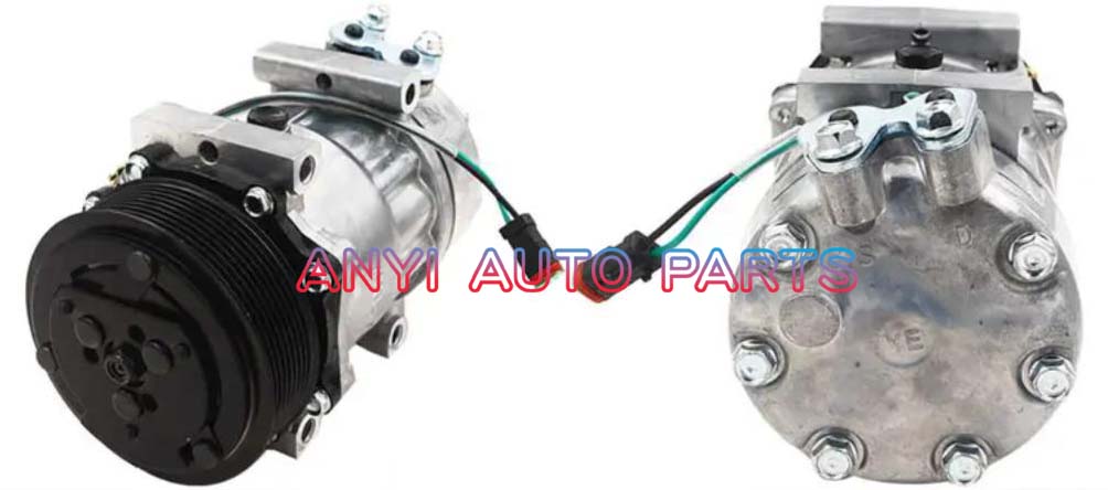 SD052 Compressor Type: 7H15 Pulley DIA: 123mm Number of groove: 8PK Foot Position: 4 Through Holes Interface: Volt: 24V