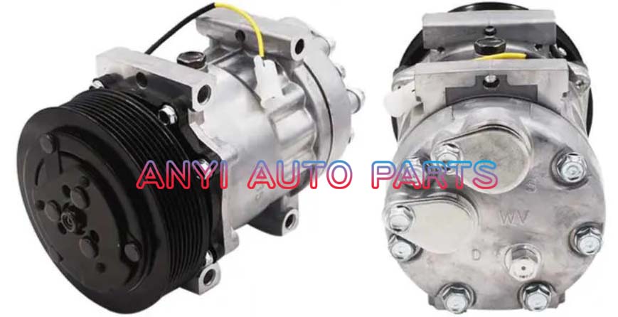 SD056 Compressor Type: 7H15 Pulley DIA: 135mm Number of groove: 8PK Foot Position: 4 Through Holes Interface: Volt: 24V