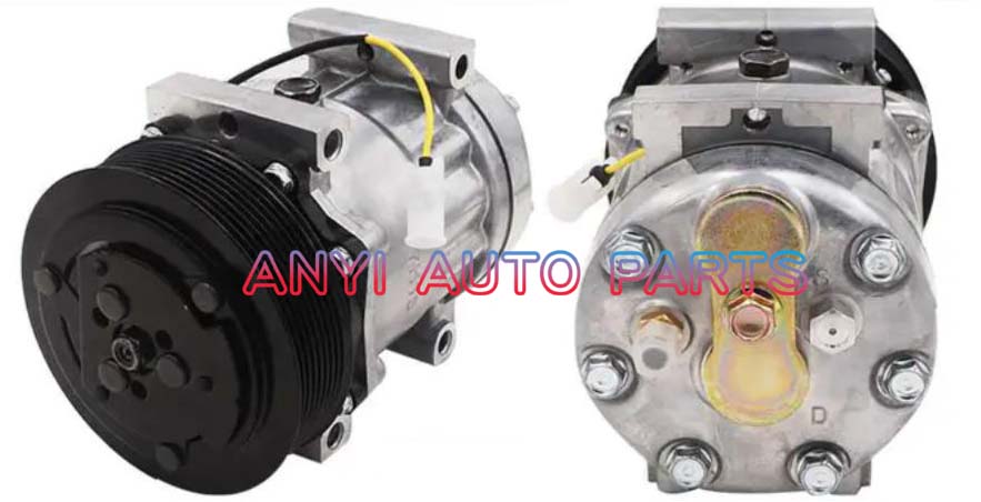 SD075 Compressor Type: 7H15 Pulley DIA: 135mm Number of groove: 8PK Foot Position: 4 Through Holes Interface: Volt: 24V
